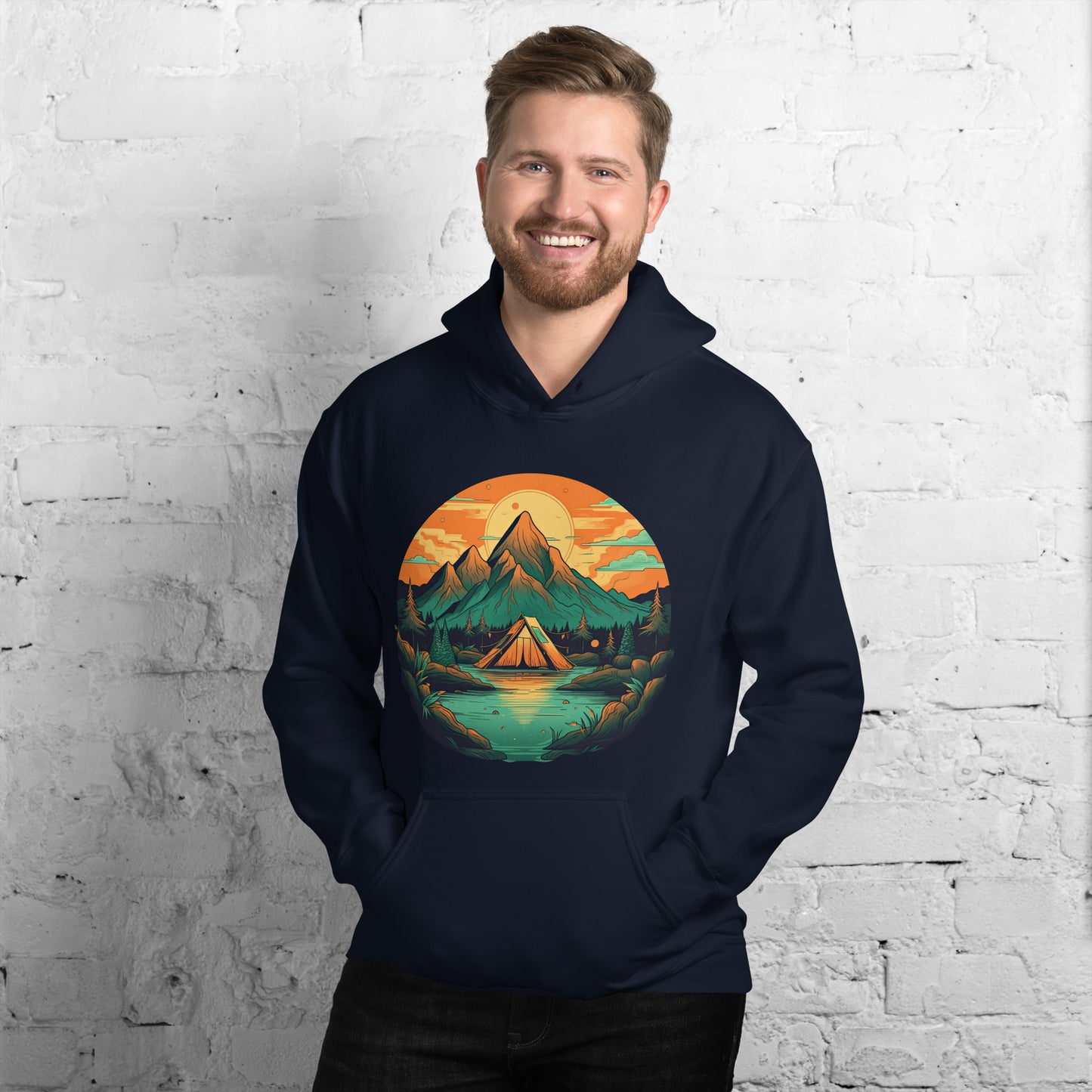 Stylish Unisex Hoodie | Camping tent in the mountains design