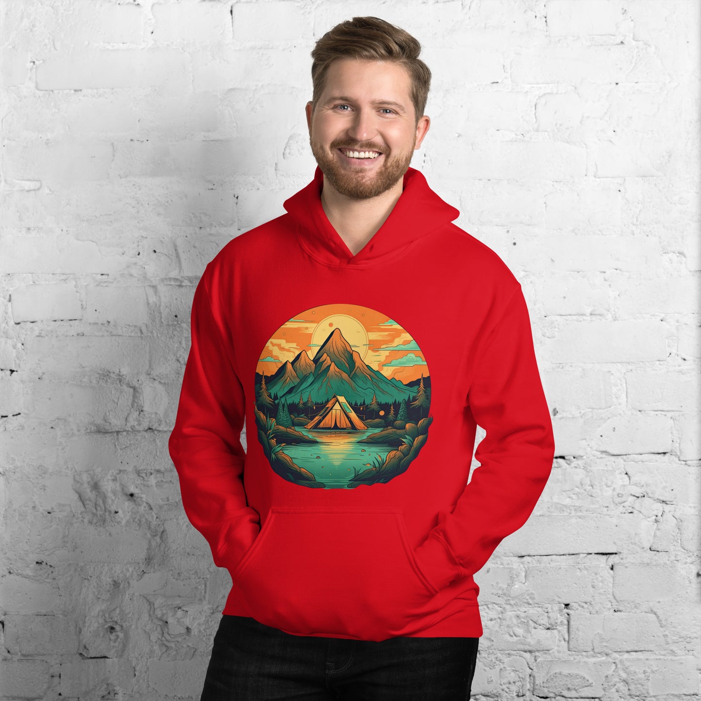 Stylish Unisex Hoodie | Camping tent in the mountains design