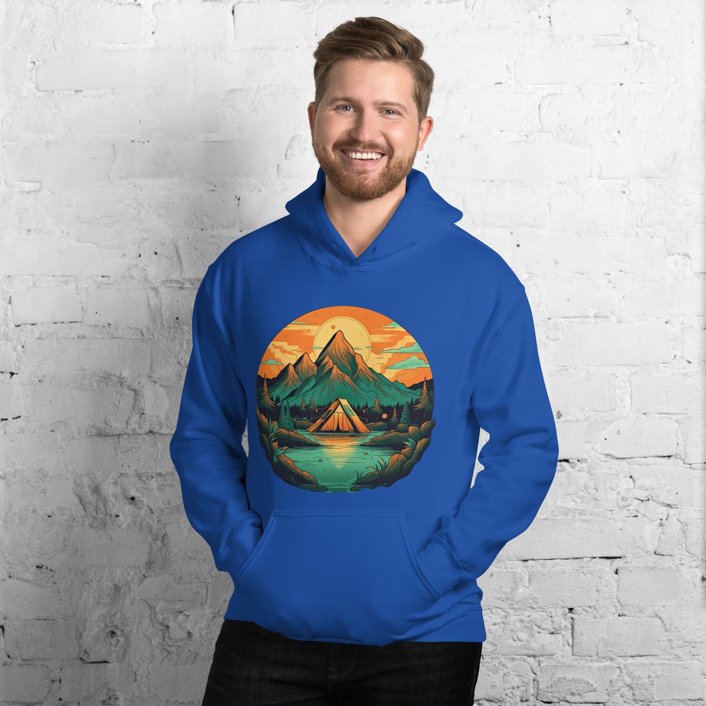 Stylish Unisex Hoodie | Camping tent in the mountains design