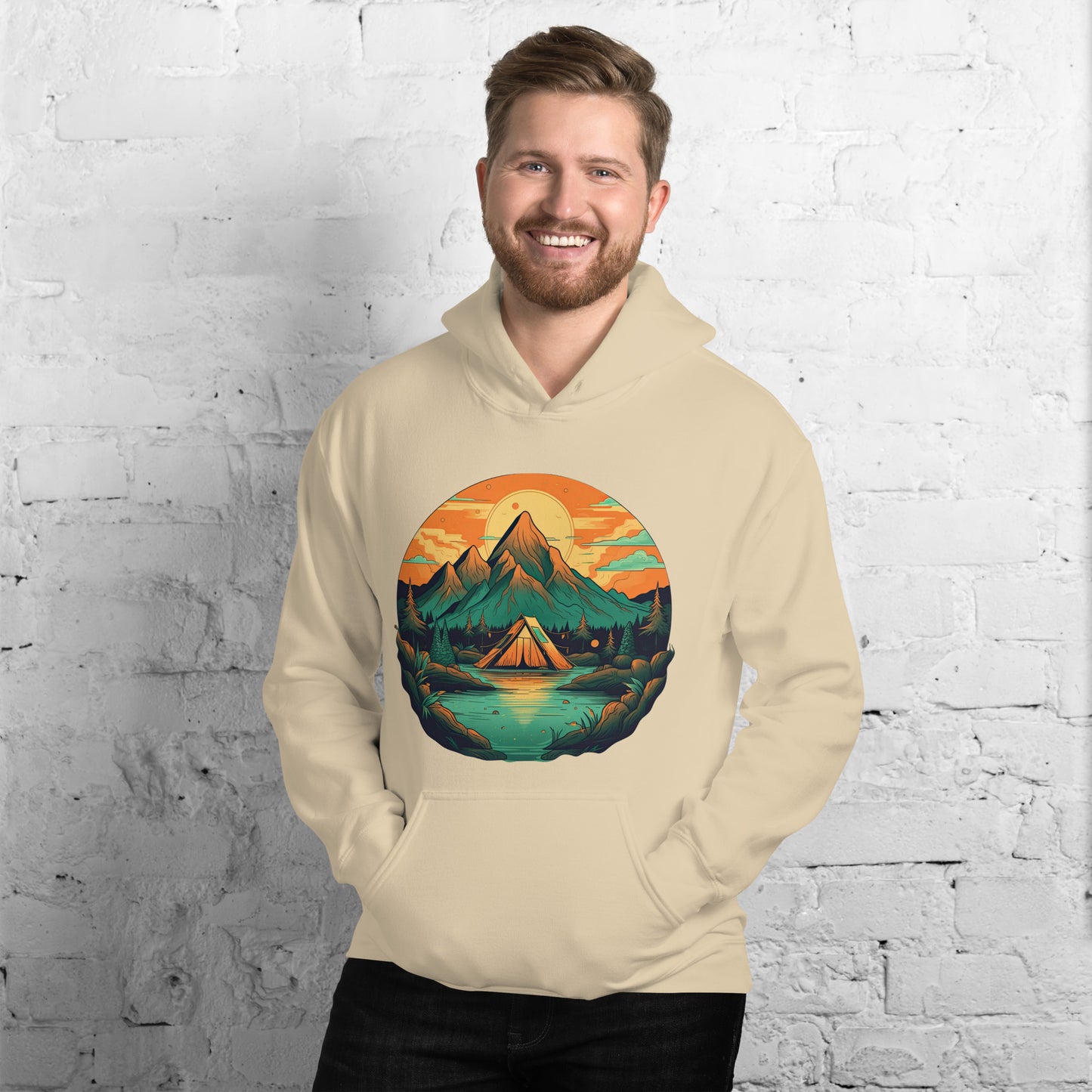 Stylish Unisex Hoodie | Camping tent in the mountains design