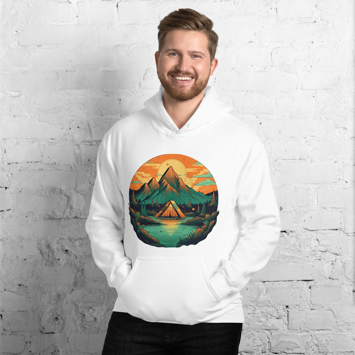 Stylish Unisex Hoodie | Camping tent in the mountains design