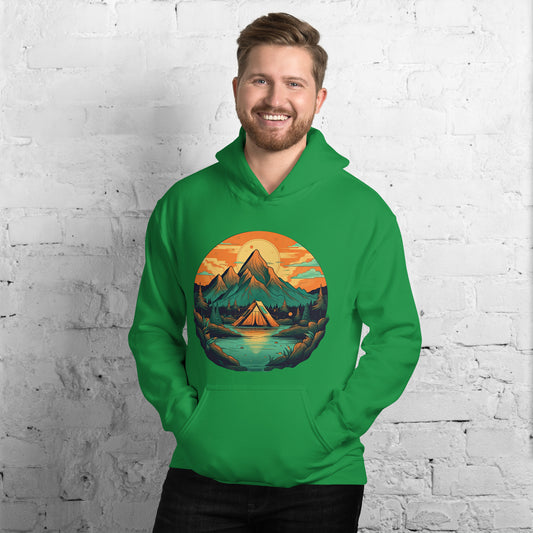 Stylish Unisex Hoodie | Camping tent in the mountains design